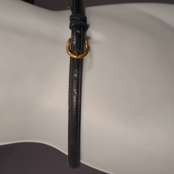 La Jolla Blue Leather Skinny Belt With Brass Buckle - Picture 3 of 14